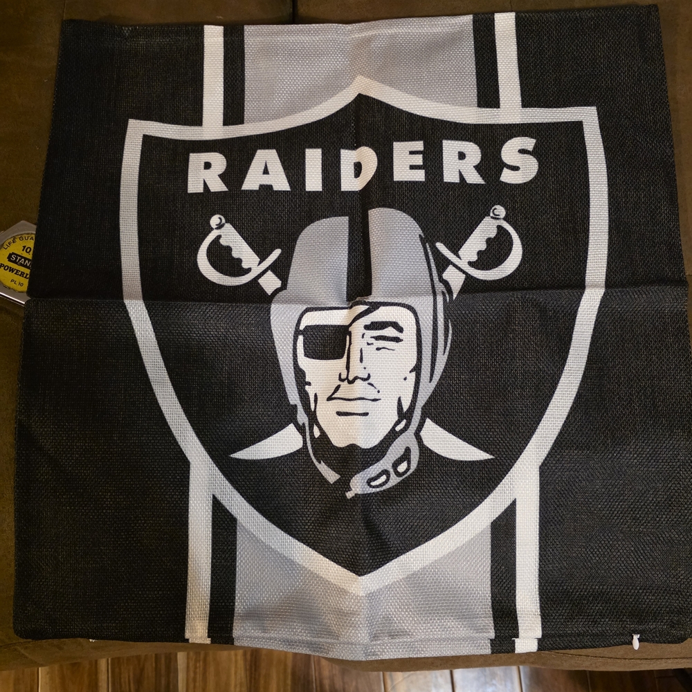 Raiders Black and White Decorative Pillow Cover